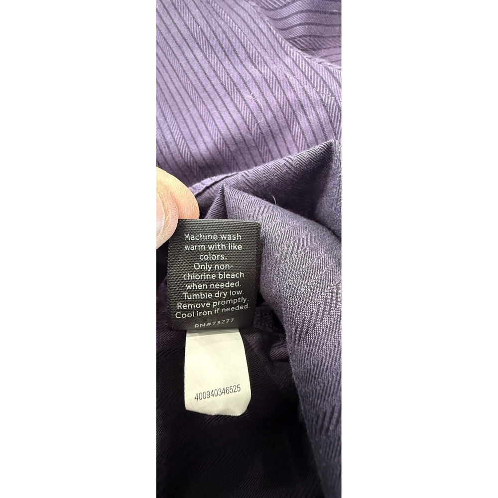 Marc Anthony Long Sleeve Button Down Purple Striped Shirt Slim Fit 15 1/2 34-35 - Picture 7 of 7
